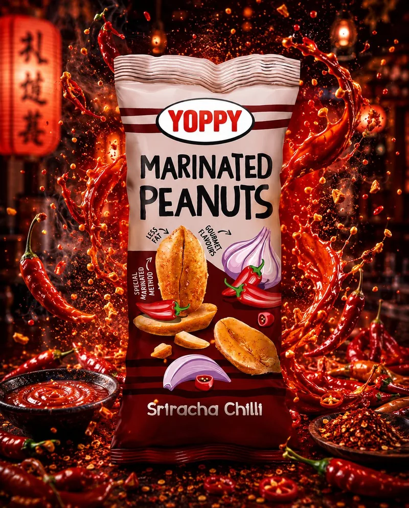 YOPPY Sriracha Chili marinated peanut snack