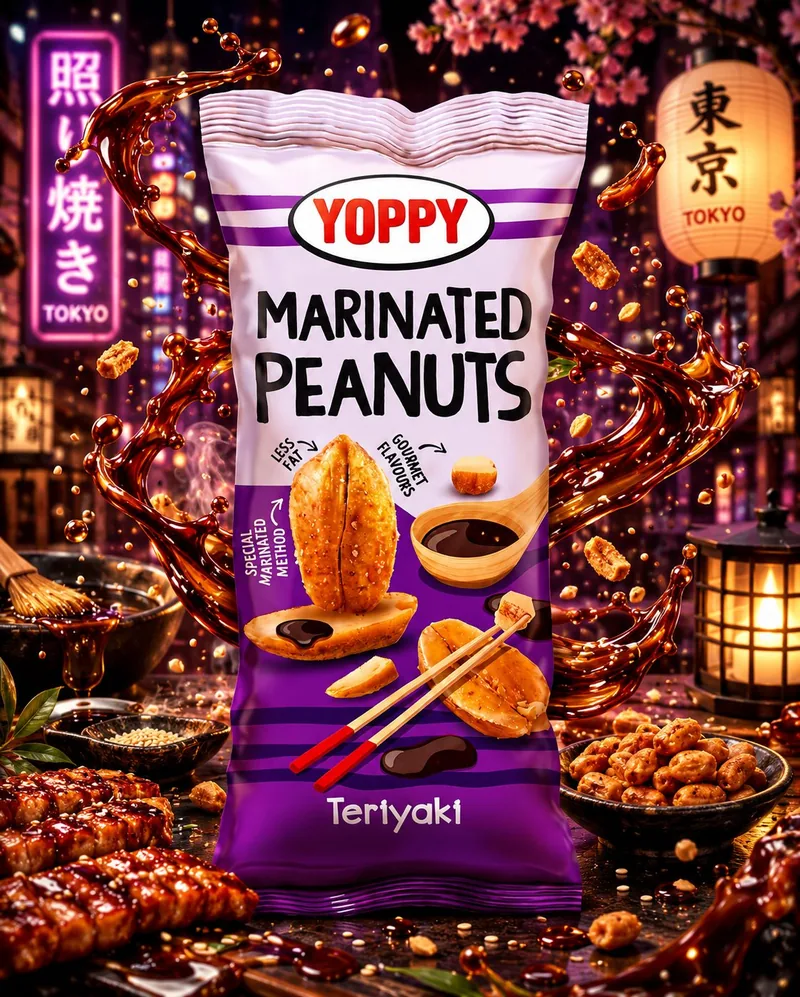 YOPPY Teriyaki marinated peanut snack